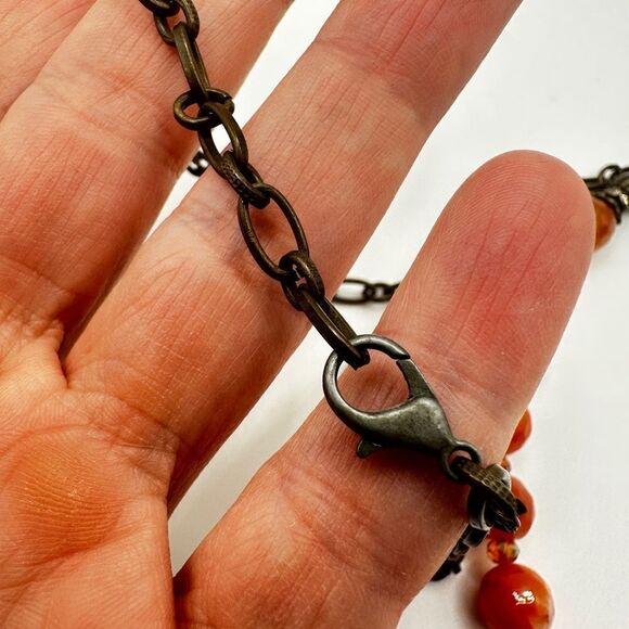 Stunning faceted carnelian and crystal beaded necklace! - Picture 7 of 10